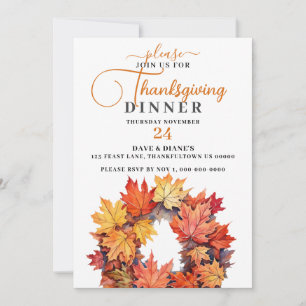 Invitation Belle Couleur de chute Feuille de courge Thanksgiv