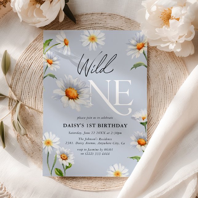 Invitation Belle Daisy Wild One Girl 1er anniversaire (Créateur téléchargé)