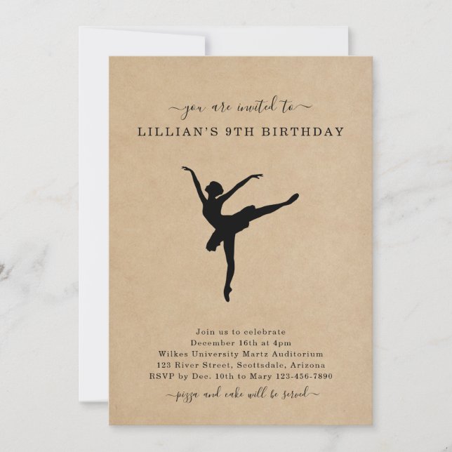 Invitation Belle Danse Rustique Ballet Anniversaire Invitatio (Devant)