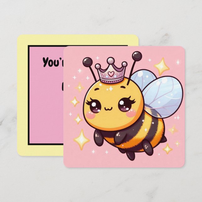 Invitation Belle Dessin de la Reine Bee (Devant / Derrière)