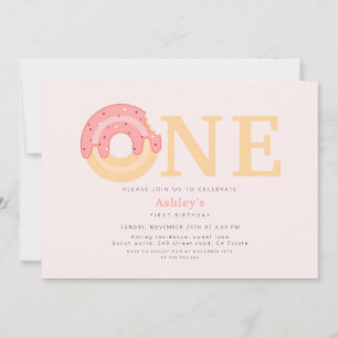 Invitation Belle Donut Rose Un 1er anniversaire