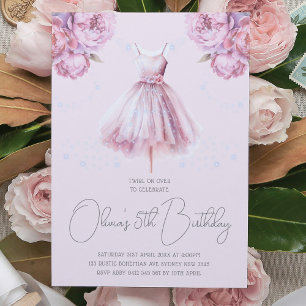 Invitation Belle Dusty rose Ballerina Anniversaire