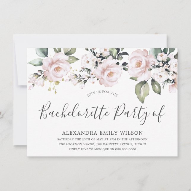 Invitation Belle Dusty Rose Blush Bachelorette Party (Devant)