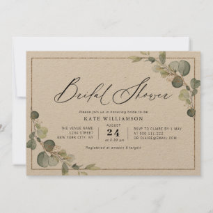 Invitation belle écriture cadre verdure douche nuptiale