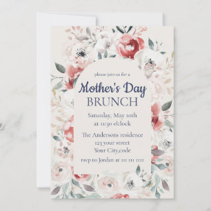 Invitation Belle Elégante Fête des Mères Florales Brunch