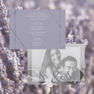 Invitation Belle Élégante Photo Mariage Lavande III