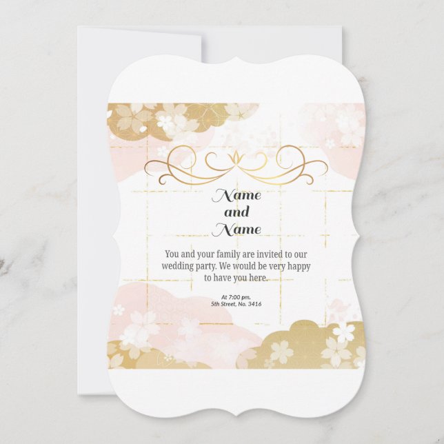 Invitation Belle et élégante mariage pastel (Devant)