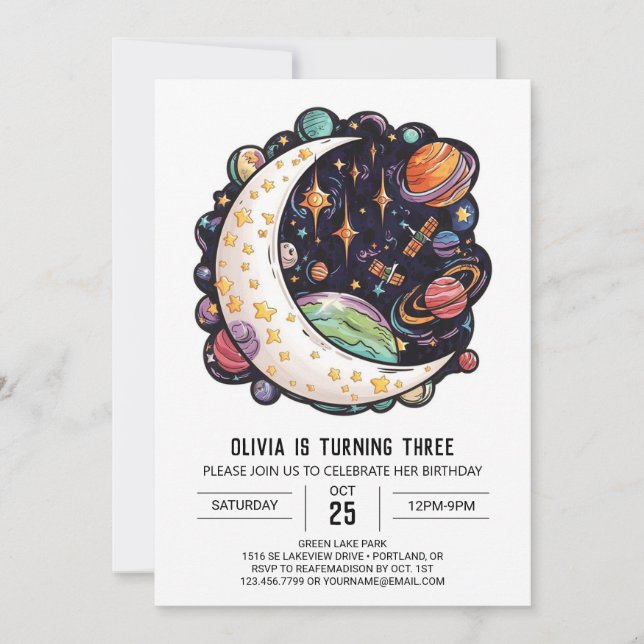 Invitation Belle Étoiles mystiques numérique Anniversaire (Devant)