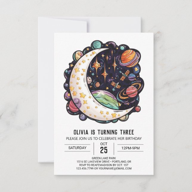 Invitation Belle Étoiles mystiques numérique Anniversaire (Devant)