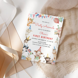 Invitation Belle ferme Animaux Anniversaire Fête Barnyard