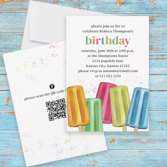 Invitation Belle fête d'anniversaire Popsicles d'été (Créateur téléchargé)