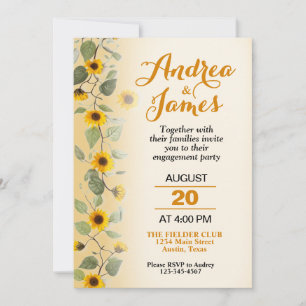 Invitation Belle Fête de Fiançailles aux Tournesols