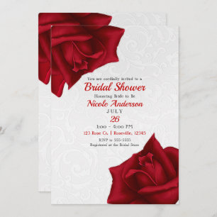 Invitation Belle Fête de la mariée blanche de roses rouges de