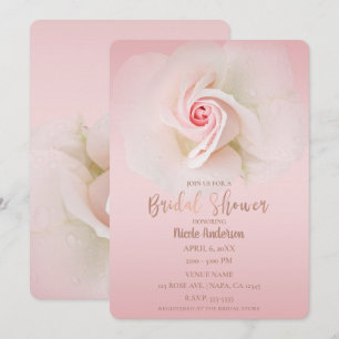Invitation Belle Fête de l'mariée élégante Rose rose douce