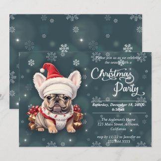 Invitation Belle fête de Noël du Casquette de Bulldog françai