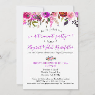 Invitation Belle fête de retraite florale Rose Photo