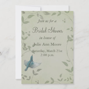 Invitation Belle Fête des mariées aux oiseaux bleus