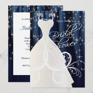 Invitation Belle Fête des mariées Bleue avec Étoiles Étincela