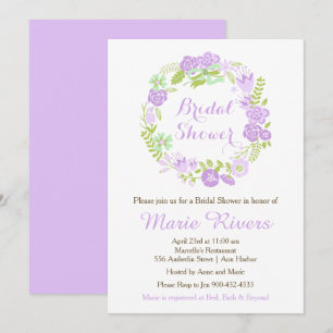 Invitation Belle Fête des mariées de couronnes florales viole