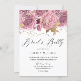 Invitation Belle Fête des mariées Florale Bleue Brunch Bubbly