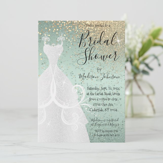 Invitation Belle Fête des mariées - Mint Green (Debout devant)