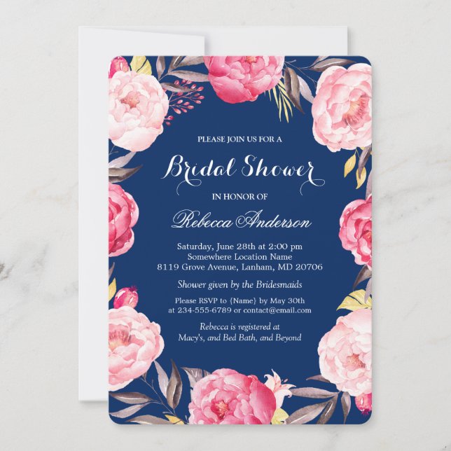 Invitation Belle Fête des mariées végétale rose (Devant)