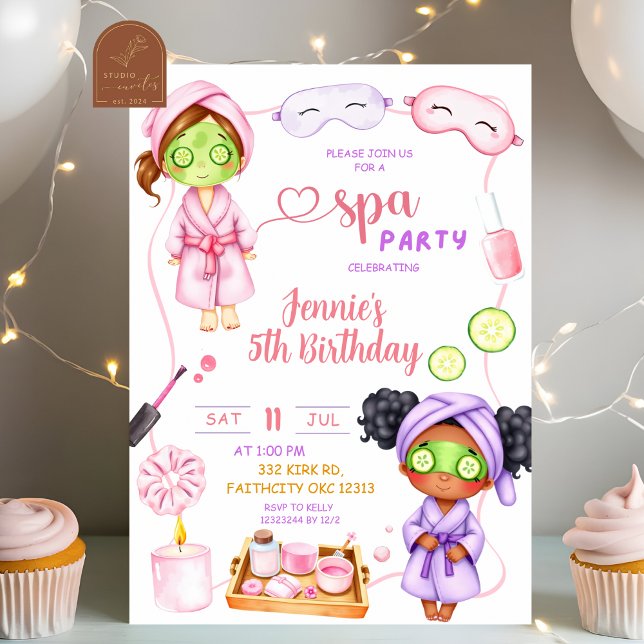 Invitation Belle fête Spa Fille Anniversaire (Créateur téléchargé)