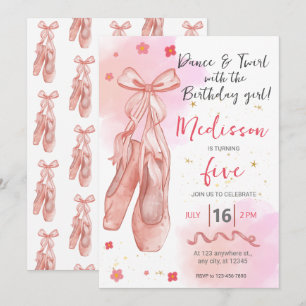Invitation Belle fille rose fête d'anniversaire