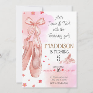Invitation Belle fille rose fête d'anniversaire