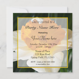 Invitation belle fleur de jonquille jaune et or toute partie