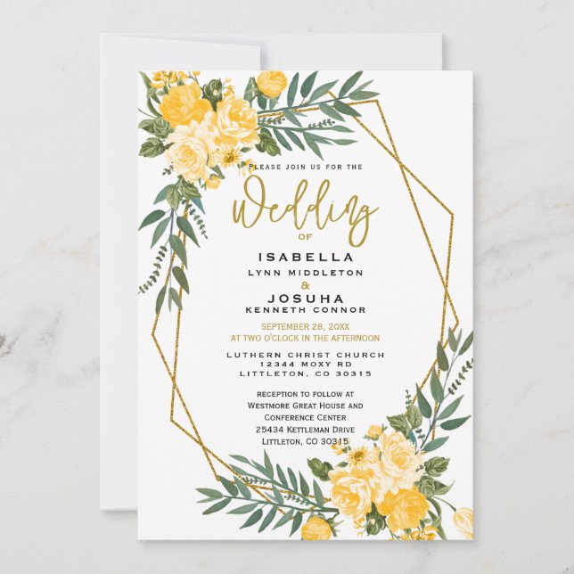 Invitation Belle Florale Jaune (Devant)