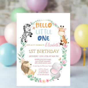 Invitation Belle Forêt Animaux rayés 1er Anniversaire