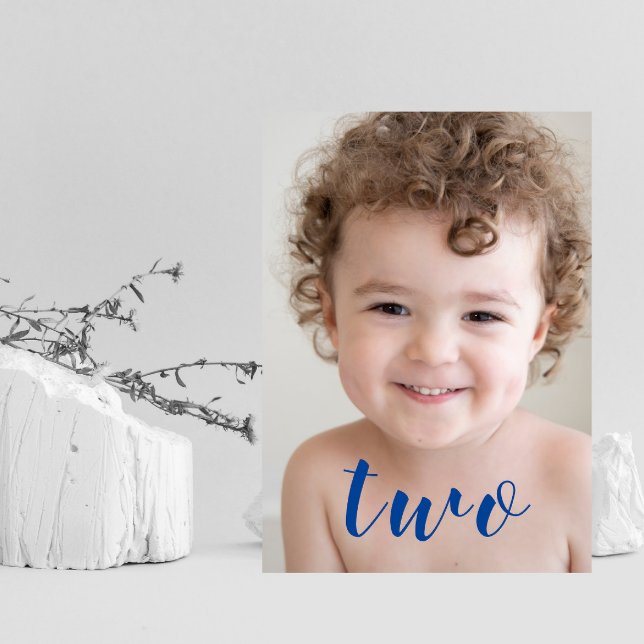 Invitation Belle Garçon FILLE 2e anniversaire de fête Photo B (Créateur téléchargé)