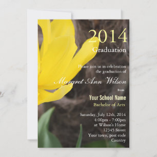 Invitation Belle graduation de fleur de tulipe jaune