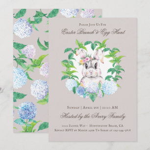 Invitation Belle Lapin Floral Wreath Brunch & Egg Hunt