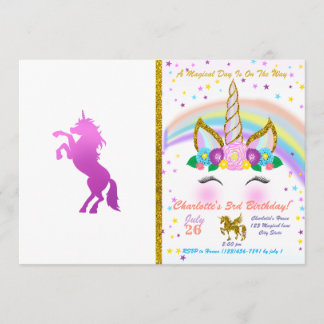 Invitation Belle licorne - Choisir la couleur arrière - plan