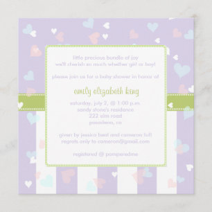 Invitation Belle Lilac avec baby shower Little Hearts