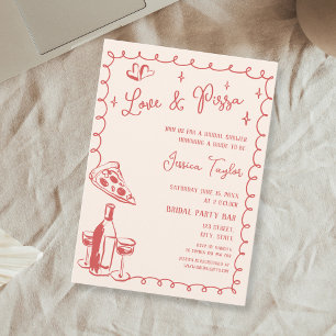 Invitation Belle main rouge dessinée nuptiale Brunch Love & P