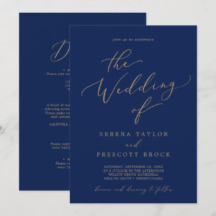 Invitation Belle Marine De Calligraphie D'Or Tout En Un Maria