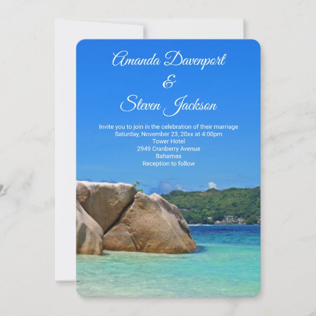 Invitation Belle Mer Tropicale Mariage de la côte rocheuse (Devant)