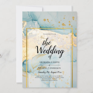 Invitation Belle Mer Verre Gold Mariage Inviter Turquoise