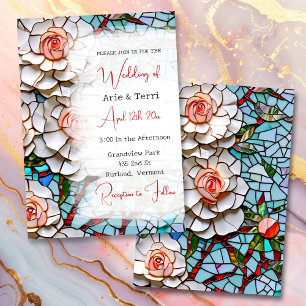 Invitation Belle mosaïque Mariage en verre et carrelage