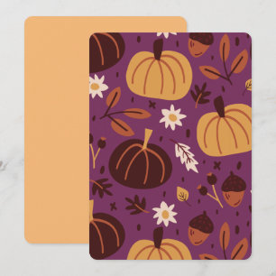 Invitation Belle Motif Citrouille violet et orange