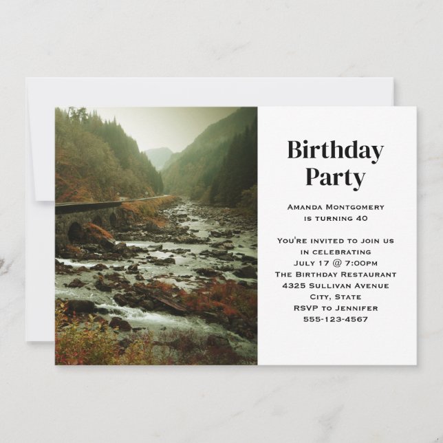 Invitation Belle nature Pittoresque Photo Anniversaire (Devant)