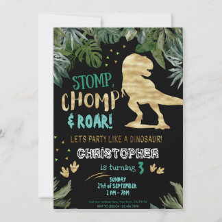 Invitation Belle or Dinosaur fête d'anniversaire