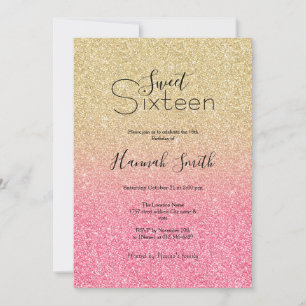 Invitation Belle Parties scintillant rose or Ombre