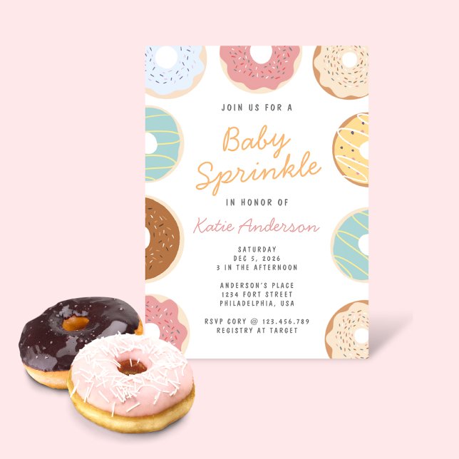 Invitation Belle Pastel Donuts Bébé Sprinkel (Créateur téléchargé)