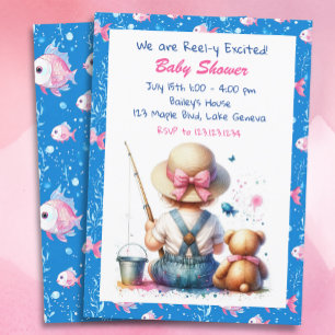 Invitation Belle pêche à thème Baby shower de fille