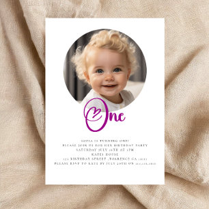 Invitation Belle photo fête de premier anniversaire