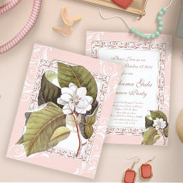 Invitation Belle Pink White Magnolia Dîner Formel